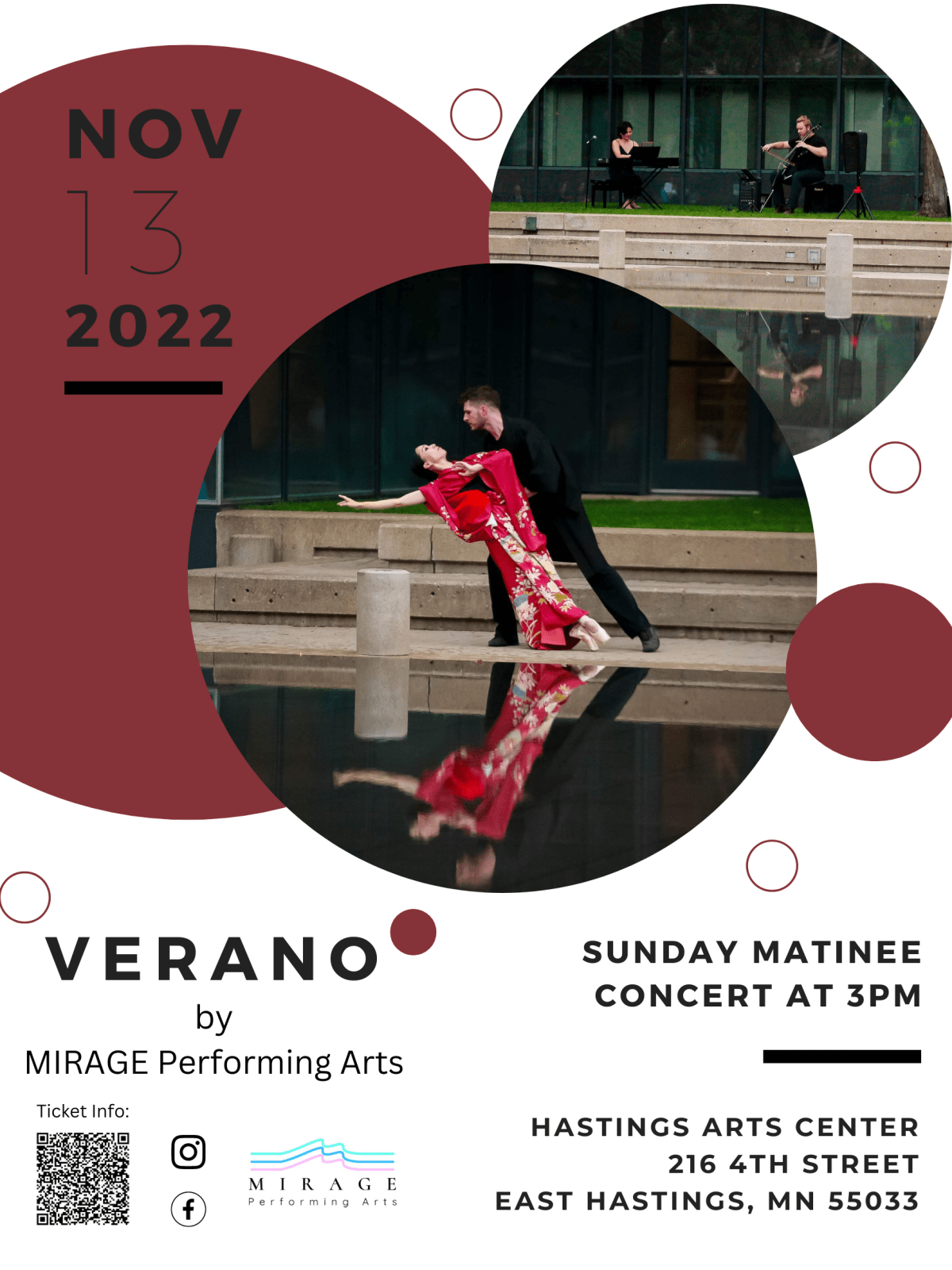 VERANO – SUNDAY Matinee Concert at Hastings Arts Center,&nbsp;11/13/22
